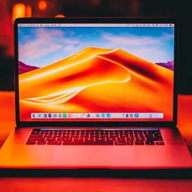 Laptop with Desert Landscape Wallpaper
