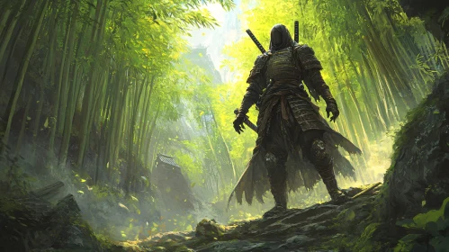 Armored Warrior in Green Forest