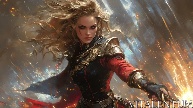 AI ART Blonde Haired Warrior Woman with Sword