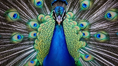 Peacock's Colorful Feather Fan