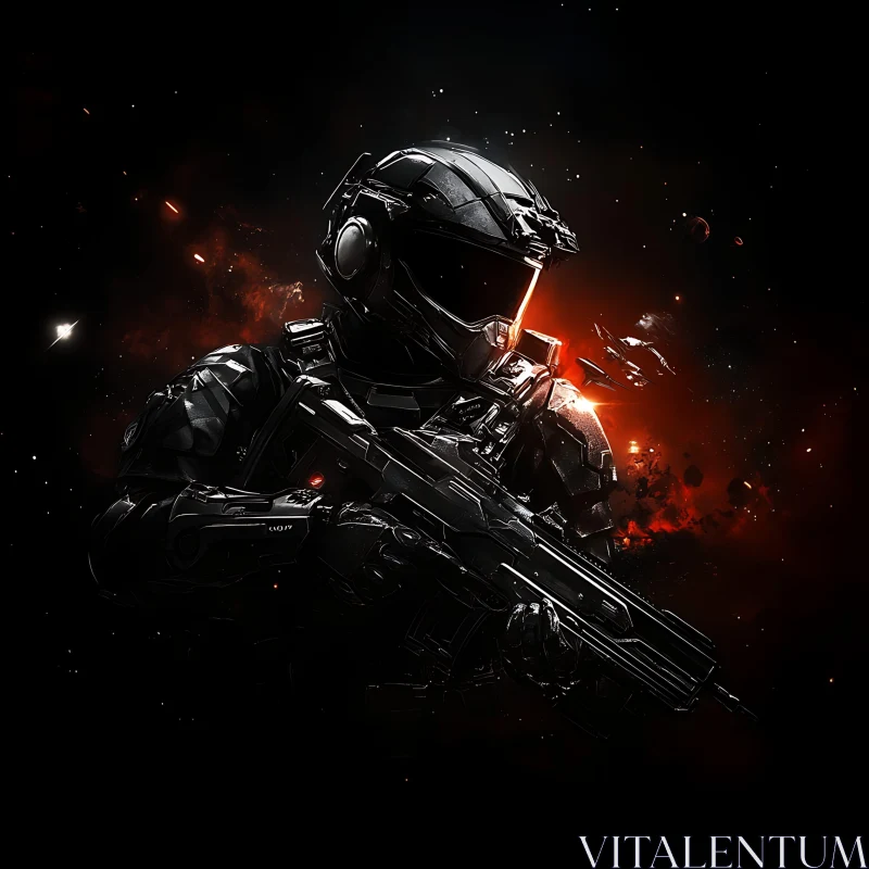 AI ART Futuristic Soldier in Cosmic Battle