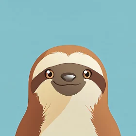 Cute Sloth with Expressive Eyes Illustration