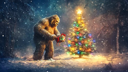 Winter Holiday with Bigfoot and Christmas Tree