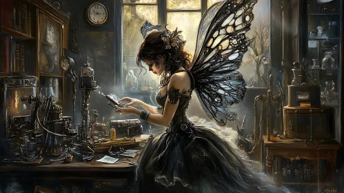 Butterfly Fairy in Steampunk Laboratory