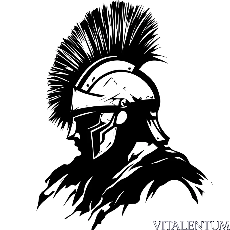 Ancient Warrior in Black and White AI Image