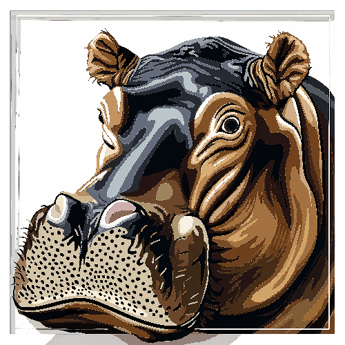 Stylish Hippopotamus Head Illustration for T-Shirt POD Design