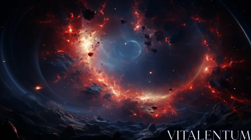 Surreal Galaxy Landscape - Nebula Clouds and Starry Expanse AI Image
