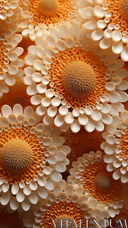 Surrealistic Ceramic-Style Orange Paper Flower Art AI Image