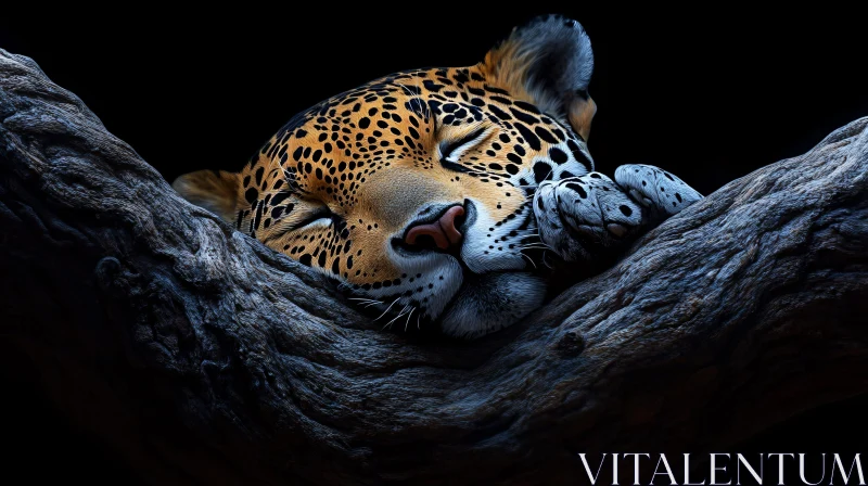 Sleeping Leopard on Branch AI Image