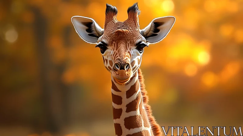 Elegant Giraffe and Autumn Glow AI Image