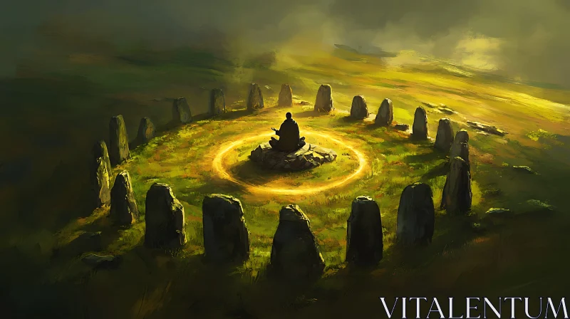 AI ART Mystical Stone Circle Meditation Scene