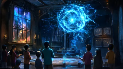 Kids Observe Futuristic Plasma Sphere