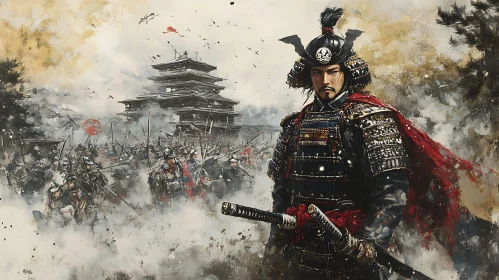 Japanese Samurai Warrior in Battle