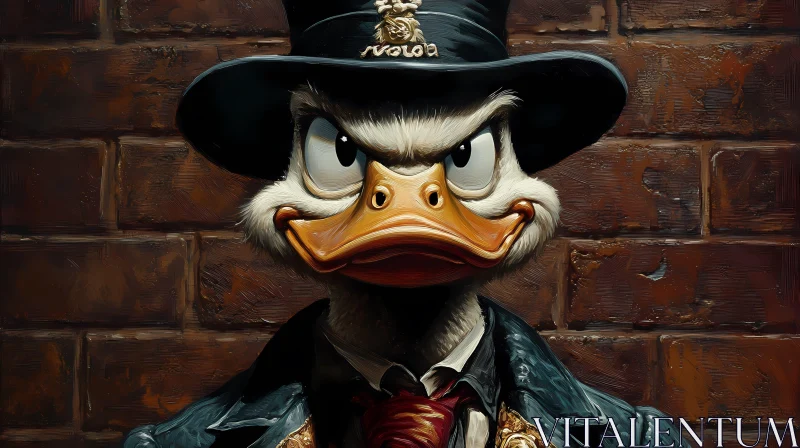 AI ART Detective Duck Against Brick Wall