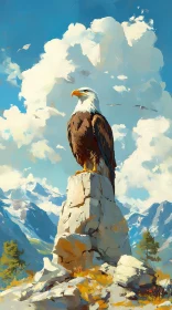 Majestic Eagle with Mountain Views