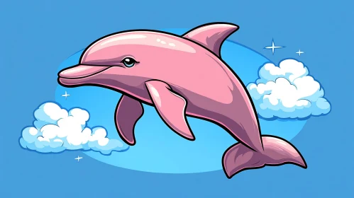 Whimsical Cartoon Dolphin Illustration