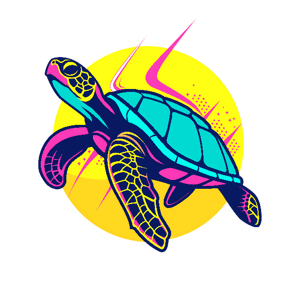 Neon Glow Turtle Shirt Art POD Design