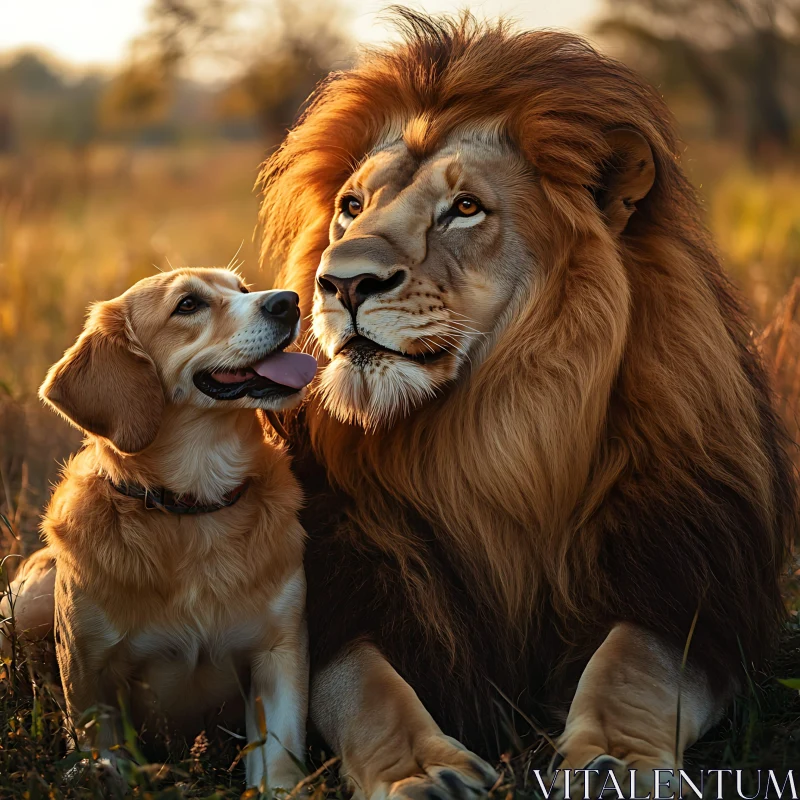 AI ART A Lion and Dog Together