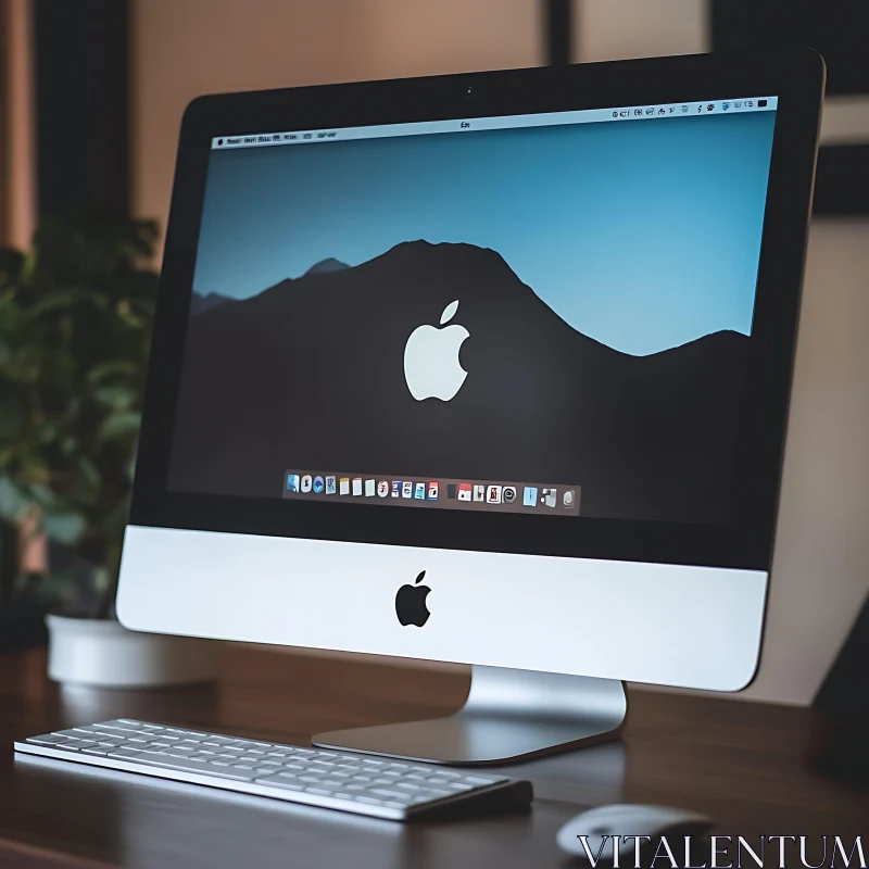 Modern Apple Desktop with Keyboard and Mouse AI Image