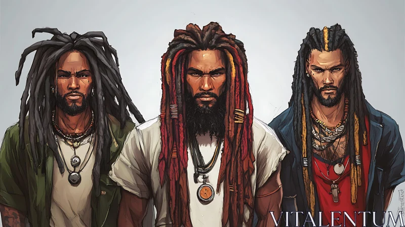 AI ART Dreadlocked Men Illustration