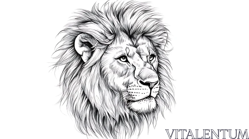 Lion Head Monochrome Art AI Image