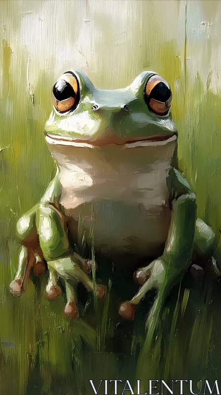 Frog Among Green Foliage AI Image