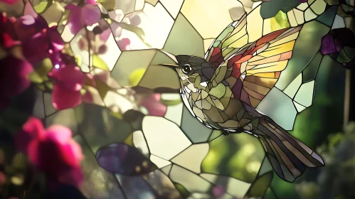 Floral Hummingbird Stained Glass