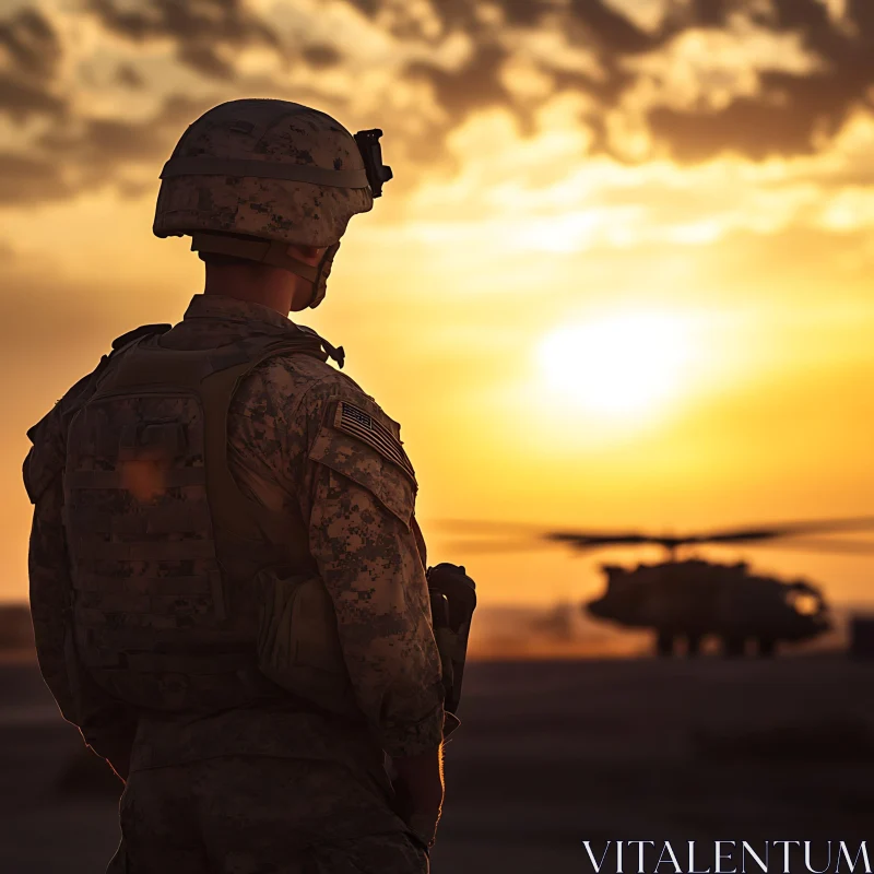 Sunset Silhouette of Armed Forces AI Image