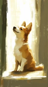 Corgi Portrait Art in Gentle Illumination