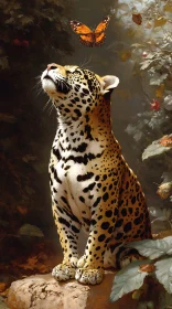 Wild Elegance: Jaguar and Butterfly