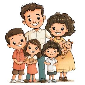 Happy Family Cartoon Art