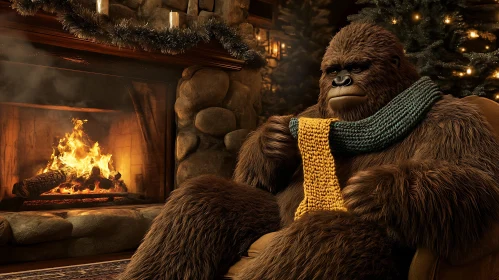 Sasquatch by the Fireplace