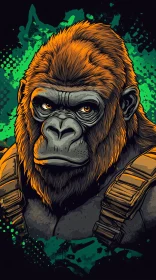 Gorilla Portrait in Digital Illustration