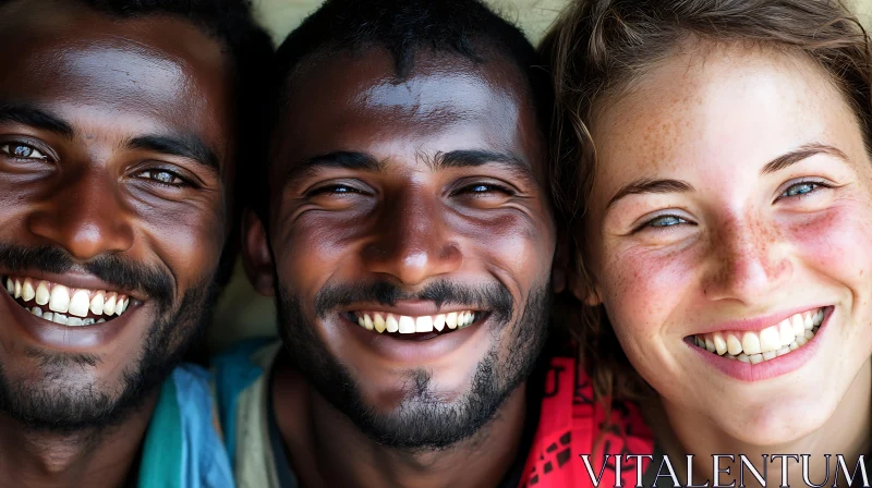 Three Smiling Faces: A Study in Happiness AI Image