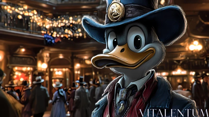 Duck Character in a Detective Setting AI Image