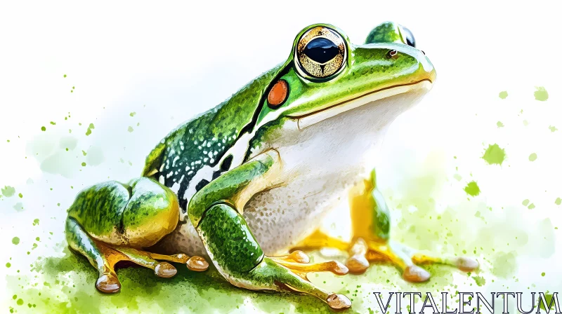 Frog in Nature - Watercolor Effect AI Image