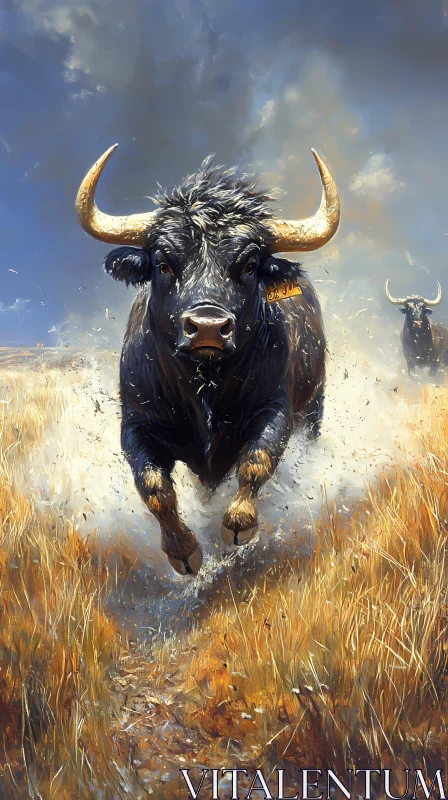 AI ART Wild Bull in Motion