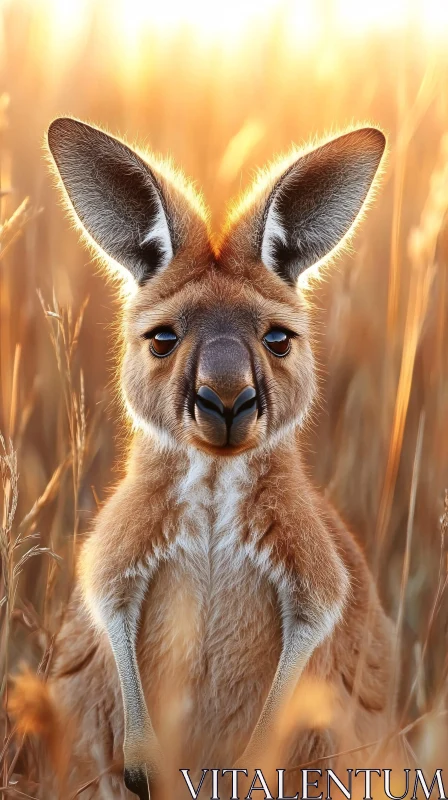 AI ART Kangaroo Amongst Sunset Grass