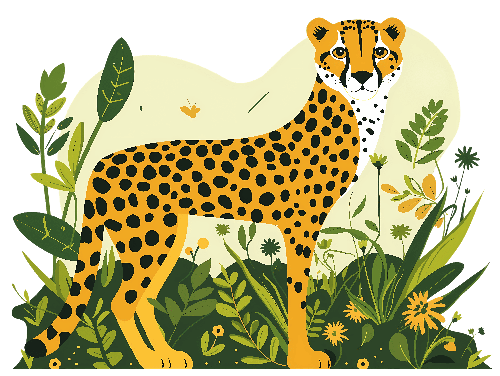 Cartoon Cheetah in Jungle Scene T-Shirt Design