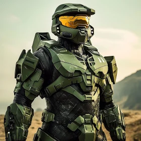 Armored Warrior in Desert Landscape