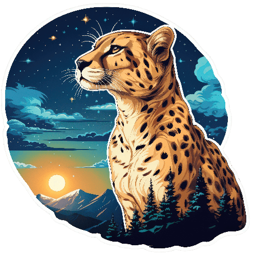 POD Design Cheetah Under Starry Night: A Digital Illustration