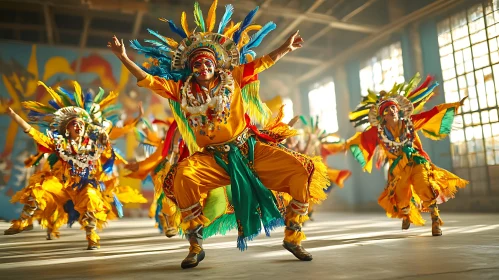 Cultural Dance Performance with Feathers