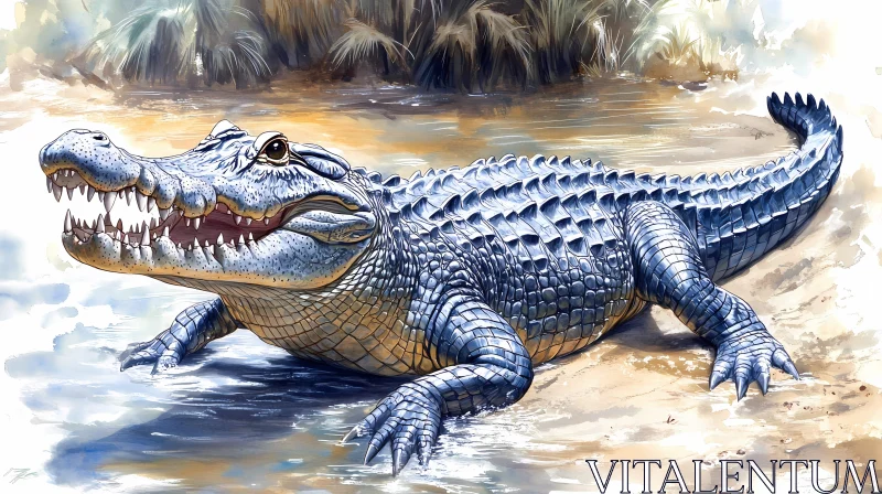 Artistic Crocodile Depiction AI Image