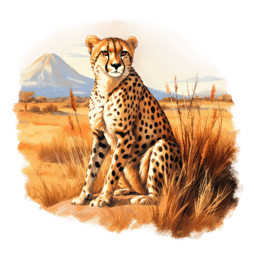 POD Design Digital Art - Cheetah on a Rock Amidst Scenic Plains