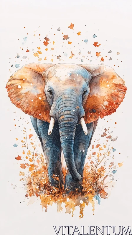 AI ART Elephant in Watercolor Art