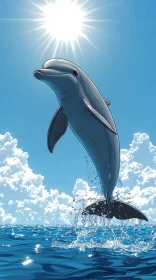 Sunlit Dolphin in Ocean Serenity