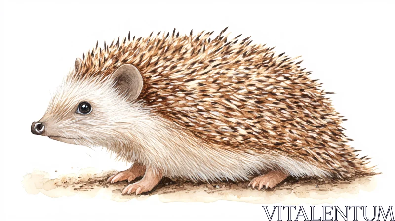 Charming Hedgehog in Watercolor AI Image