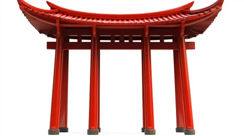 Vermilion Torii Gate on White