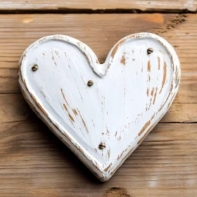 Distressed Wooden Heart on Wood