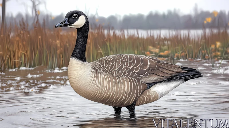 Canada Goose Portrait in Nature AI Image